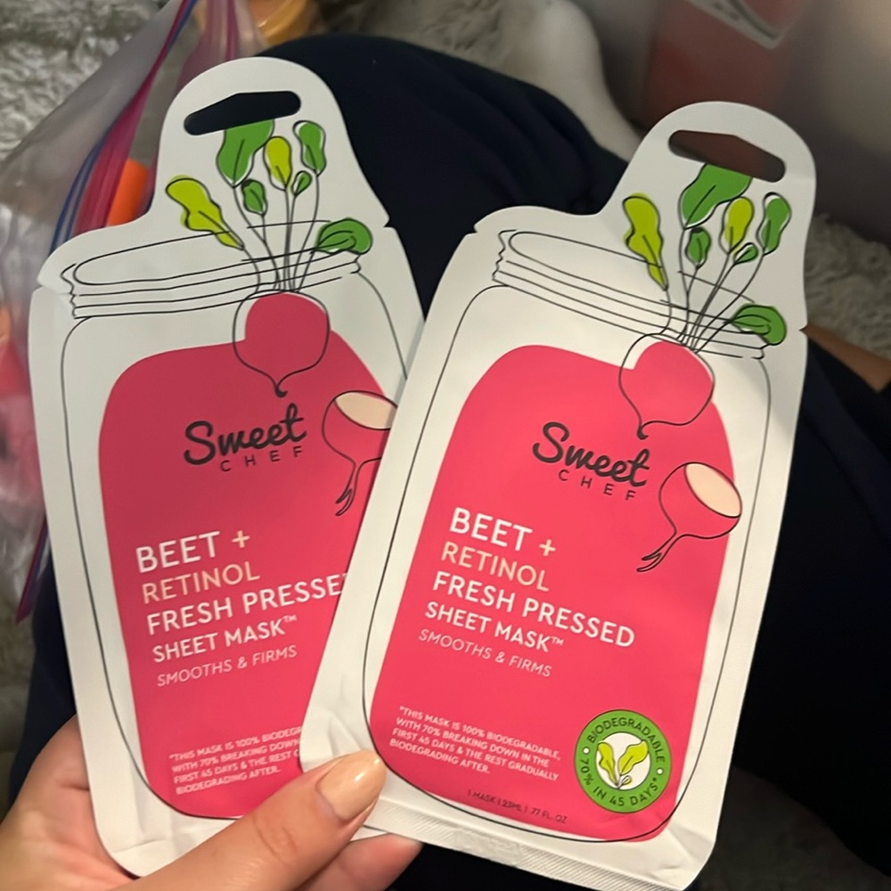 Sweet Chef Beet + Retinol Fresh Pressed Sheet Mask to Smooth & Firm X2 Masks NWT
